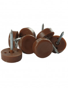 Plastic driven round slides fi 16mm brown op 8 pcs KM382