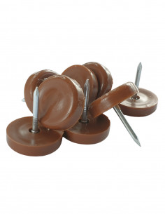 Plastic driven round slides fi 20mm brown op 8 pcs KM386
