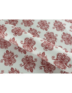 Fabric in small red ornament on light background, 02 CARO VELVET