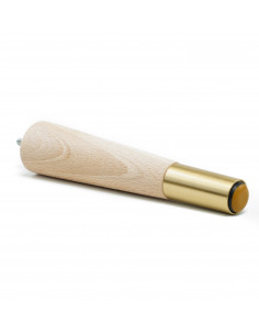 Wooden furniture leg with brass end, raw, straight, H180 KM2300 2
