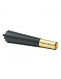 Wooden furniture leg with brass tip, black, straight, H180 KM2301 2