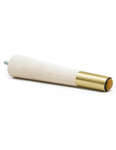 Wooden furniture leg with brass end, raw, slanted, H180 KM2310 2