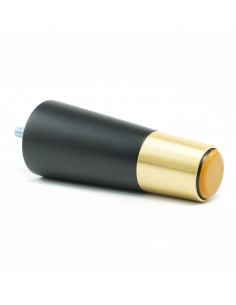 Wooden furniture leg with brass tip, black, straight, H120 KM2341 2