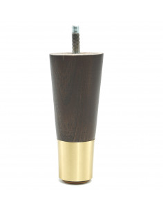 Wooden furniture leg with brass tip, dark brown, straight, H120 KM2342