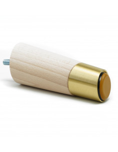 Wooden furniture leg with brass end, raw, slanted, H120 KM2350 2
