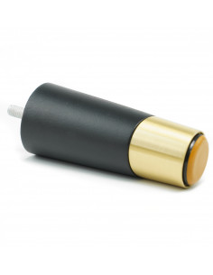 Wooden furniture leg with brass tip, black, slanted, H120 KM2351 2