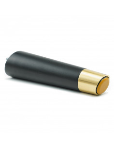 Wooden furniture leg with brass end, black, slanted, H180 KM2371 2