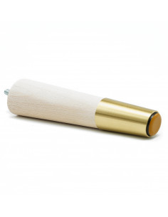 Wooden furniture leg with brass end, raw, slanted, H180 KM2390 2