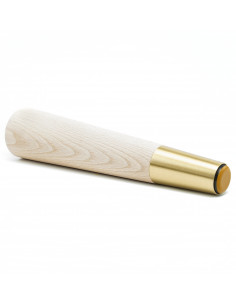Wooden furniture leg with brass end, raw, straight, H240 KM2400 2