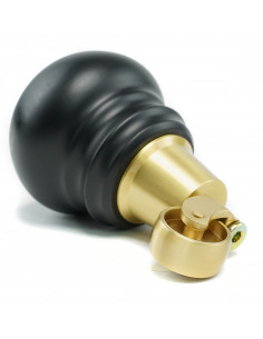 Wooden furniture leg with brass wheel, black, snowman, H130 KM2451 2