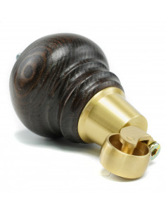 Noga meblowa drewniana z kółkiem mosiężnym, ciemny brąz, bałwanek, H130 KM2452 2