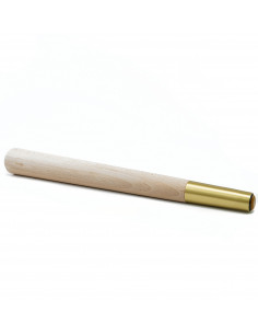 Wooden furniture leg with brass end, raw, straight, H420 KM2320 2
