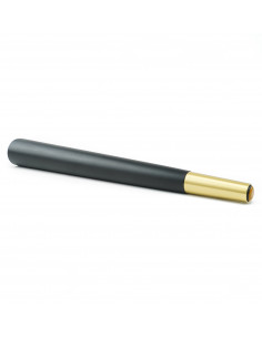 Wooden furniture leg with brass end, black, straight, H420 KM2321 2