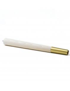 Wooden furniture leg with brass end, raw, slanted, H420 KM2330 2