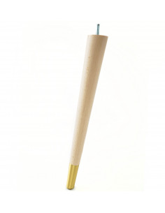 Wooden furniture leg with brass end, raw, slanted, H420 KM2330