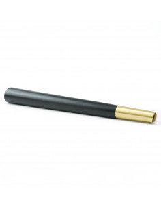 Wooden furniture leg with brass tip, black, slanted, H420 KM2331 2