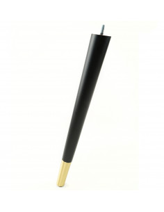 Wooden furniture leg with brass tip, black, slanted, H420 KM2331