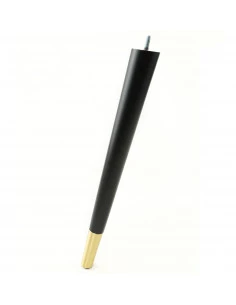 Wooden furniture leg with brass tip, black, slanted, H420 KM2331