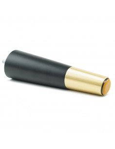 Wooden furniture leg with brass end, black, slanted, H240 KM2411 2
