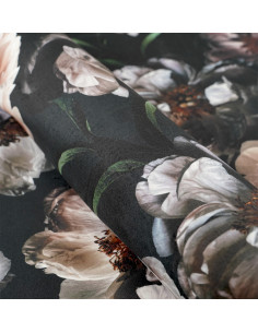 Fabric No.110 WONDER VELVET ( Pink 3D FLOWERS ON BLACK BACKGROUND ) 2