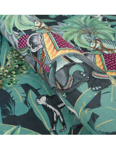 Fabric No.113 WONDER VELVET ( INDIAN COMPOSITION ON DARK BACKGROUND ) 2