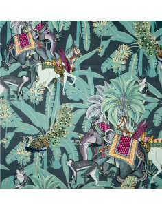 Fabric No.113 WONDER VELVET ( INDIAN COMPOSITION ON DARK BACKGROUND )