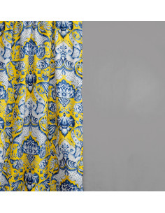 Fabric No.02 ETERO ( BLUE DECORATION ON YELLOW BACKGROUND ) 2