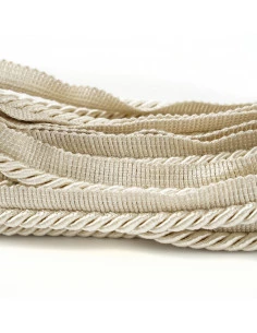 Decorative cord with piping 8 mm cream-grey KM12402