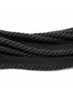 Sznurek ozdobny z wypustką 8 mm czarny KM12416