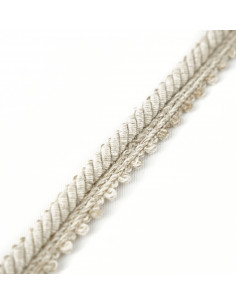 Cord with decorative ribbon matte 12 mm wide cream and beige melange KM13200