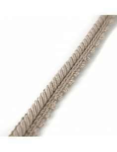 Cord with decorative ribbon matte 12 mm wide gray-beige KM13220