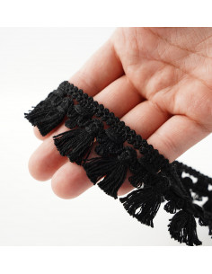 Decorative ribbon with tangs matte 35 mm wide black KM13316 2