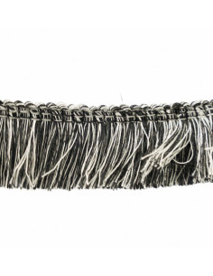 Frędzle na taśmie matowe szer. 33 mm ecru-czarny KM13423