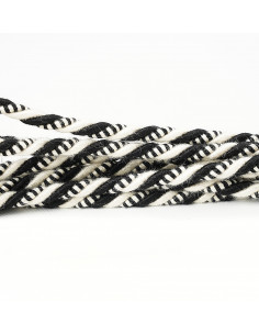 Decorative cord matte 6 mm ecru-black KM13523