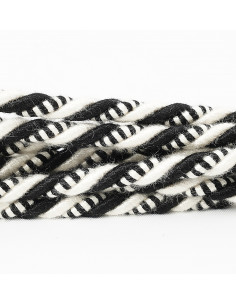 Decorative cord matte with piping 6 mm ecru-black KM13623