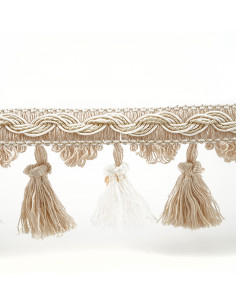 Chwosty na taśmie matowe 75 mm ecru-szaro-beżowy KM15101