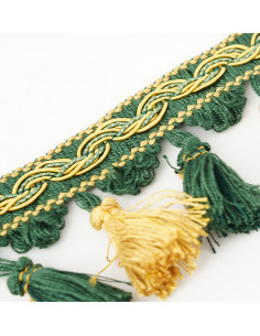 Chwosty na taśmie matowe 75 mm złoty-zieleń butelkowa KM15111 2