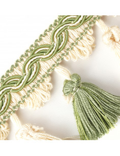 Chwosty na taśmie matowe 75 mm ecru-seledyn KM15121 2