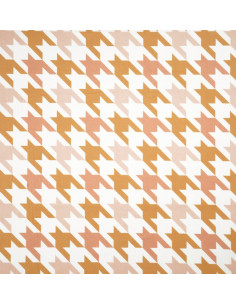 Tkanina PEPITKA DUŻA 01 SOFT VELVET ( PASTELOWA, MUSZTARDOWO -  RÓŻOWA )