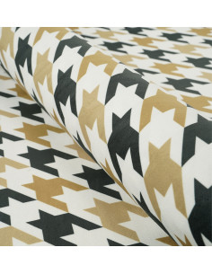 LARGE PEPITKA 04 SOFT VELVET fabric ( WHITE - BLACK - BEAN ) 2