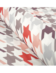 Tkanina PEPITKA DUŻA 05 SOFT VELVET ( SZARO - RÓŻOWO - KORALOWA ) 2