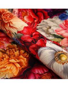 Tkanina OGRÓD 02 WONDER VELVET (DUŻE WIELOKOLOROWE KWIATY) 2