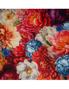 Tkanina OGRÓD 02 WONDER VELVET (DUŻE WIELOKOLOROWE KWIATY)