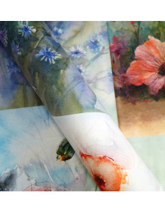 Tkanina PANEL PODUSZKOWY MALOWANE KWIATY SOFT VELVET 2