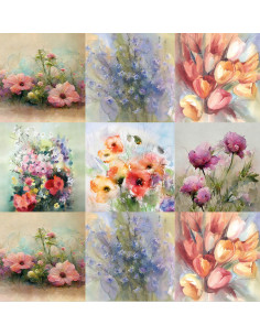 Tkanina PANEL PODUSZKOWY MALOWANE KWIATY SOFT VELVET