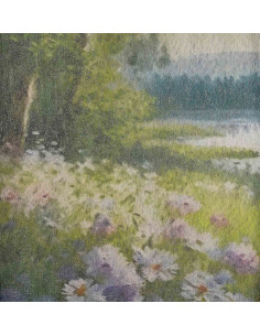 Tkanina PANEL ZASŁONOWY WZÓR 14 LEWY, PEJZAŻ KOLOROWE KWIATY, TELO