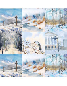 Tkanina PANEL PODUSZKOWY PEJZAŻE 05 SOFT VELVET