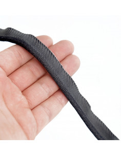 Decorative cord 5mm with ribbon matte grey KM16115 2