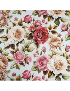 Tkanina RÓŻE 12 SOFT VELVET ((DUŻE BEŻOWO-RÓŻOWE RÓŻE) 2